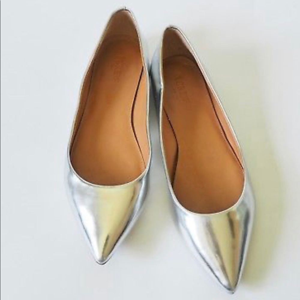 EUC J Crew Silver Metallic Flats